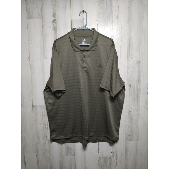 Adidas Polo Shirt Mens 2xl Green Stripe - Picture 1 of 8